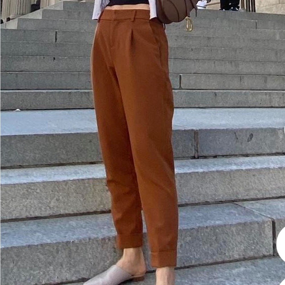 Banana Republic Cognac Rust Brown Trousers High Waisted Relaxed Fit